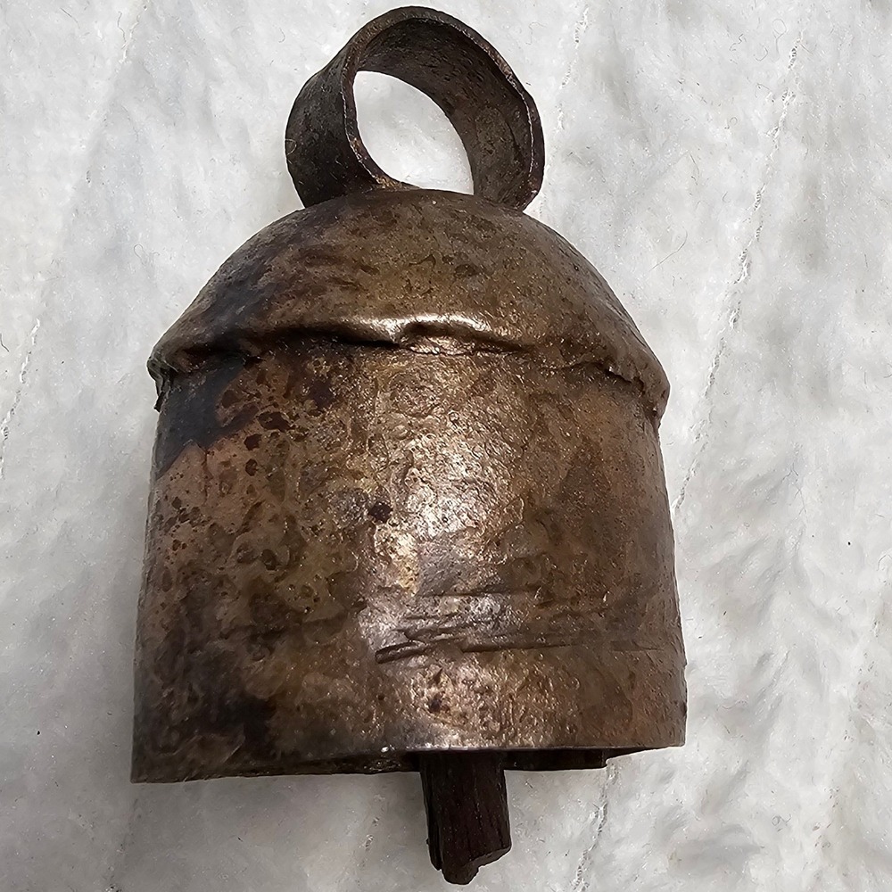 Handmade Indian Style Livestock Bell 2.25 Iron Wood Clapper Rustic Farmhouse